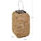 The Novogratz 20&#x22; Brown Dried Plant Handmade Rattan Weaved Candle Lantern with Glass Holder and Handle